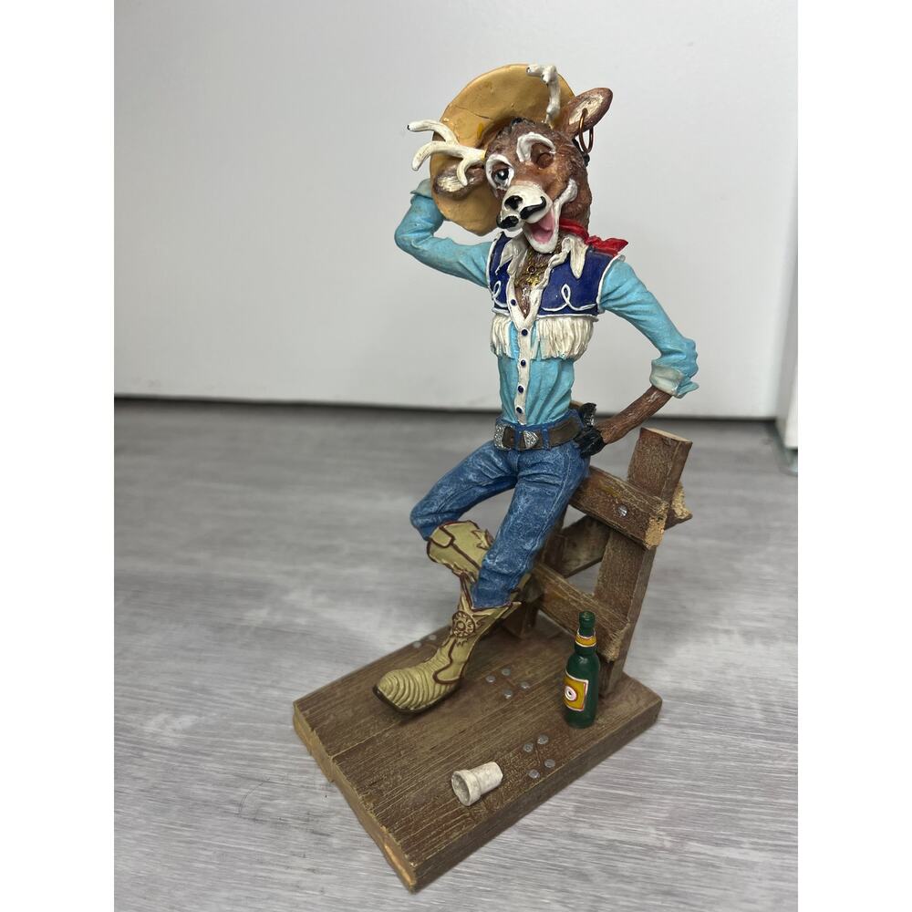 Cowboy moose figurine/statue with mustache - Picture 2 of 12